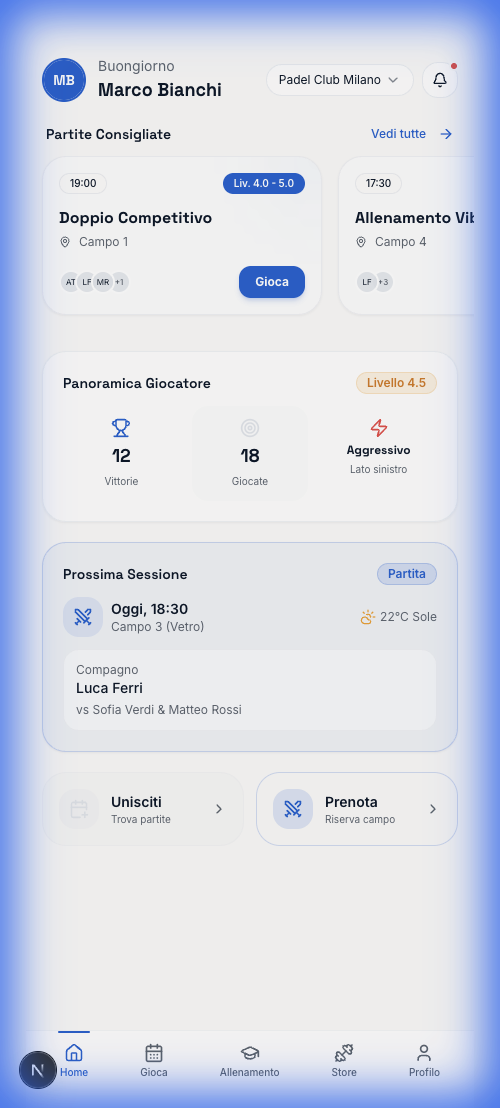 easy2match Home Screen